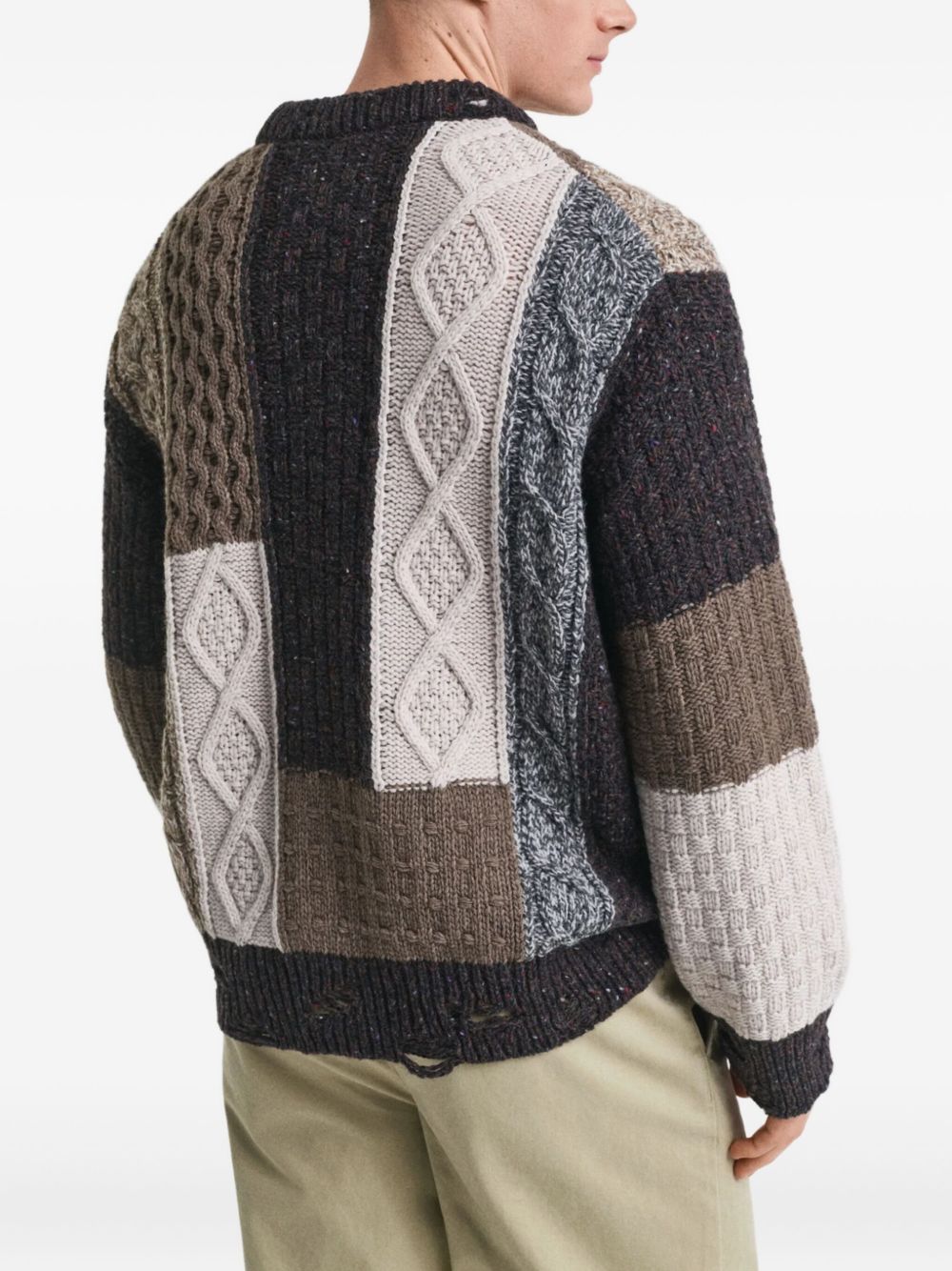 patchwork cable-knit sweater