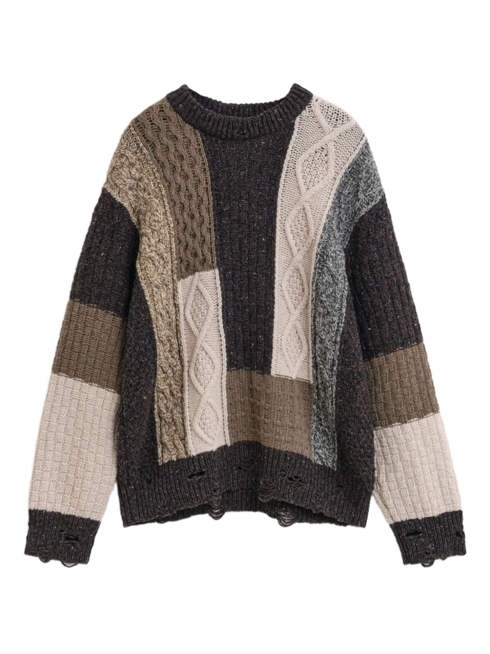patchwork cable-knit sweater