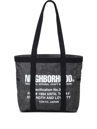 Logo-Print Denim Tote Bag
