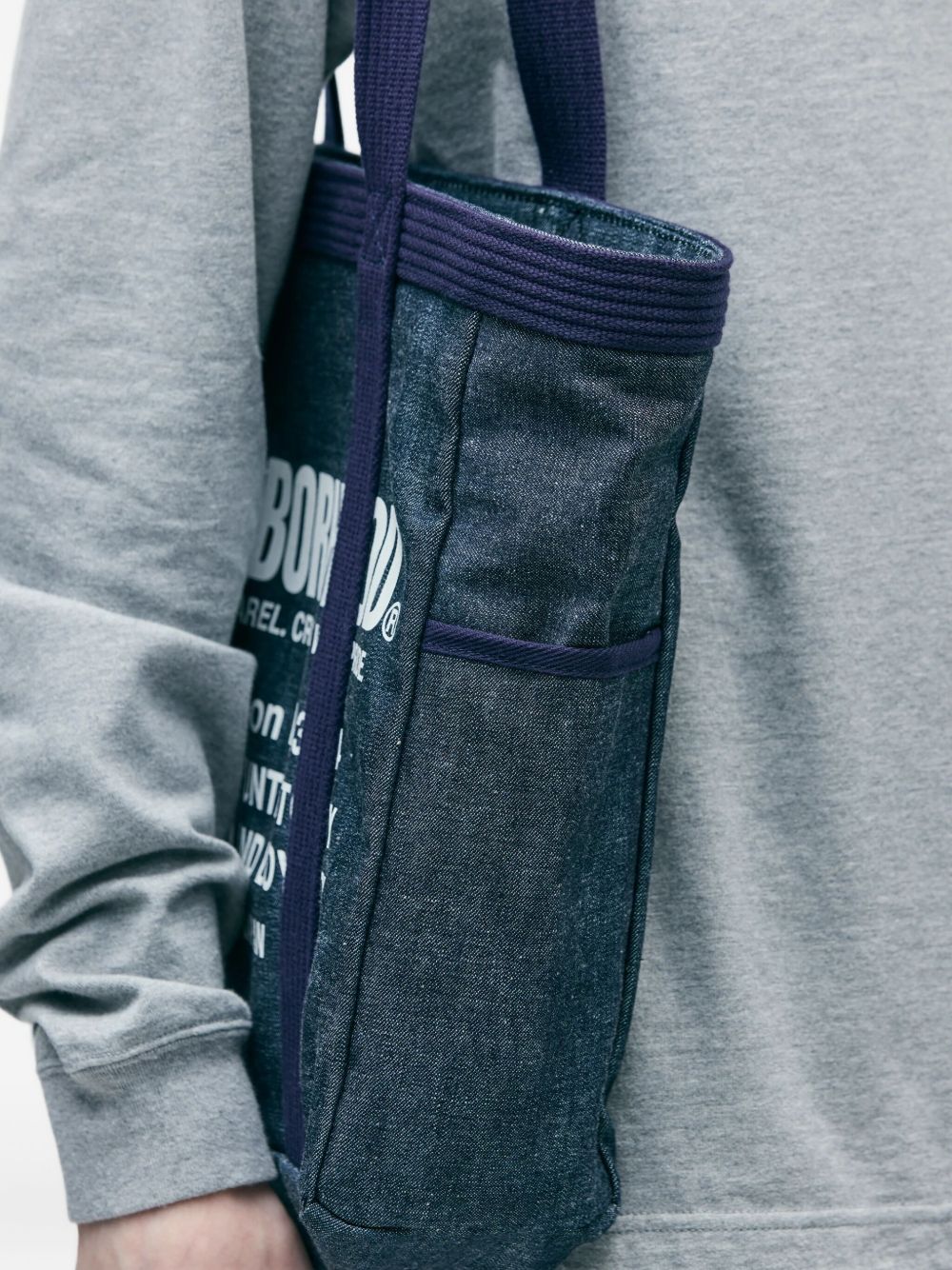 logo-print denim tote bag