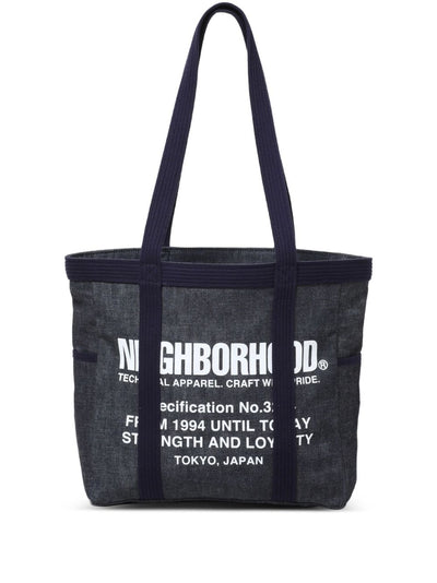 Logo-Print Denim Tote Bag