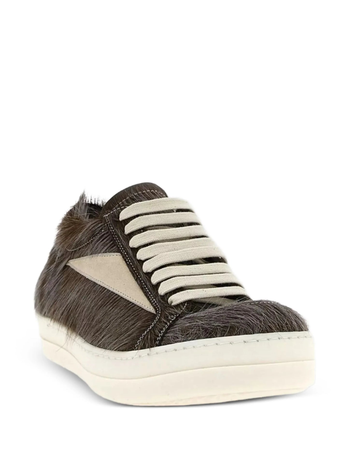 Leather Fur-Appliqué Sneakers