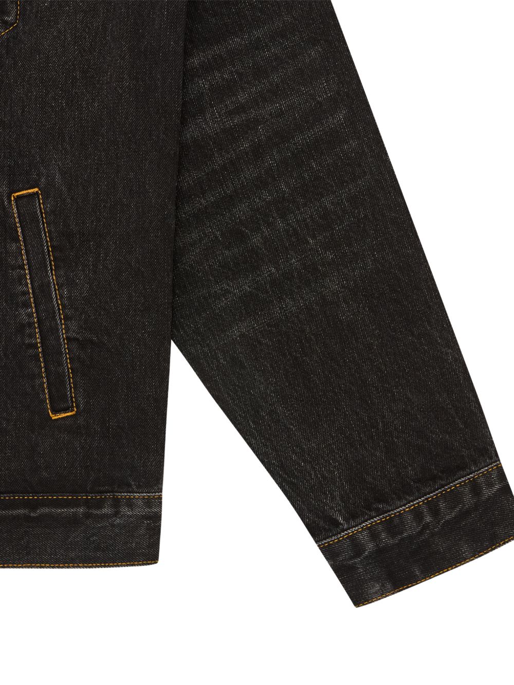 Script Cord Collar embroidered denim jacket