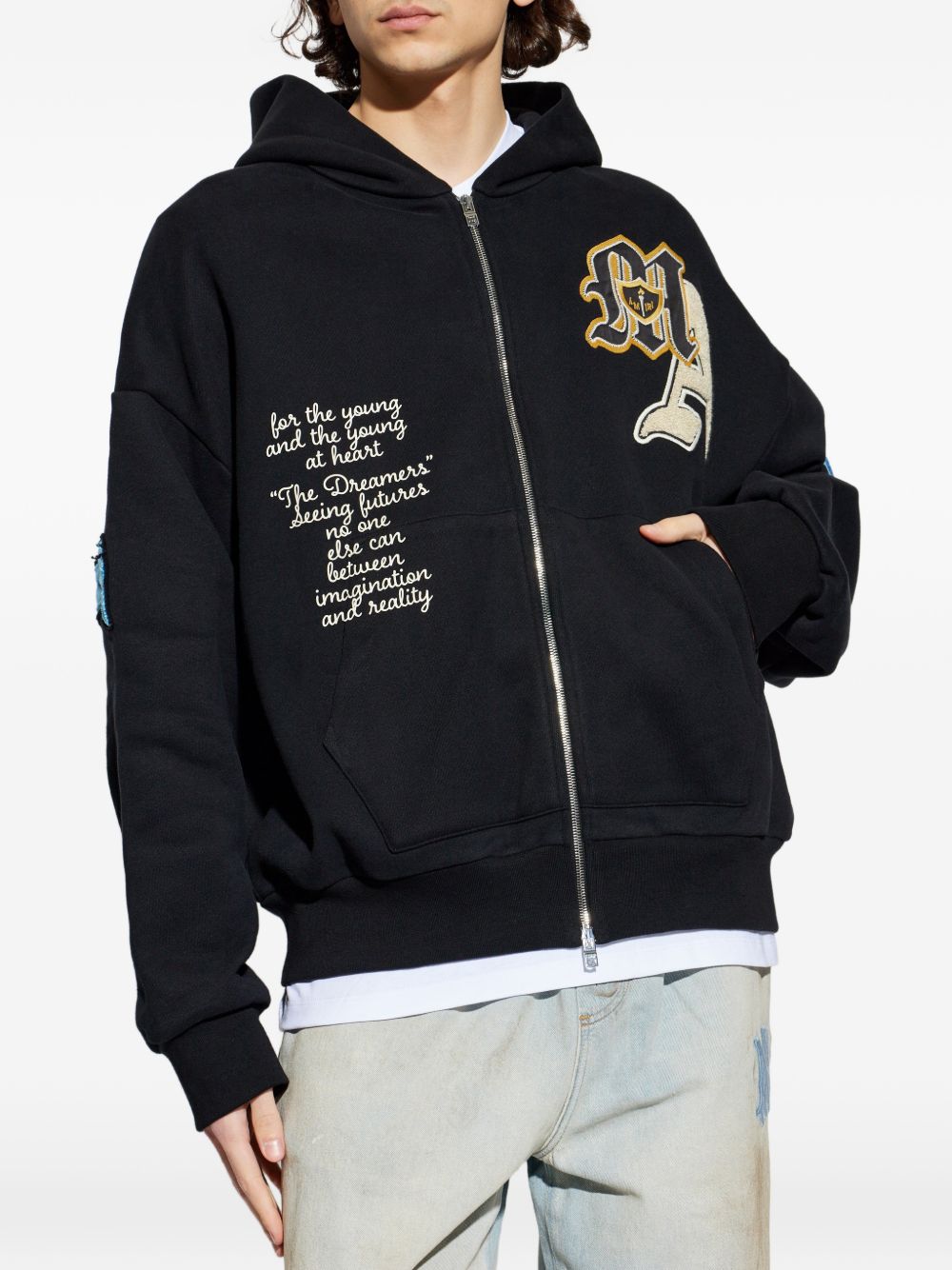 logo-appliqué full-zip hoodie