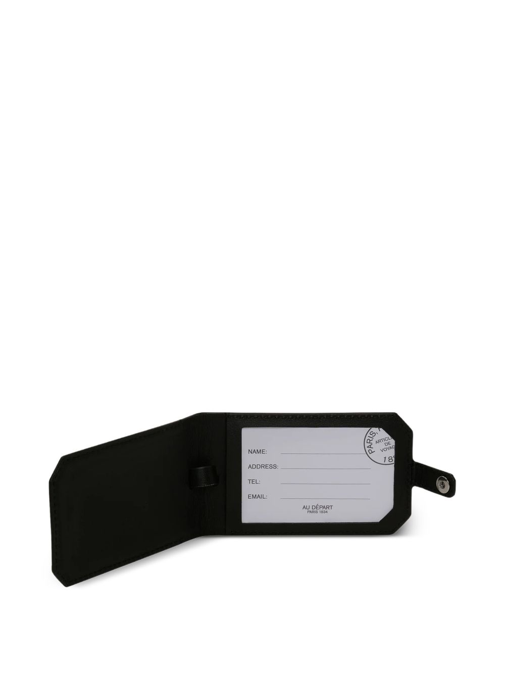 geometric print leather luggage tag