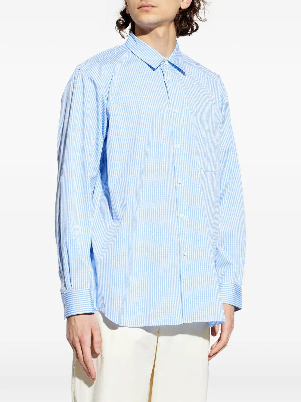 striped-pattern pocket shirt
