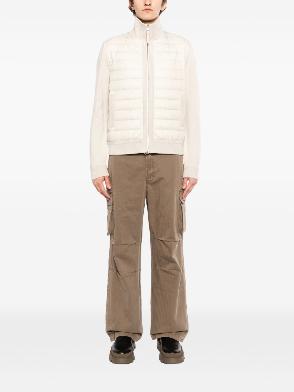 Padded Wool Zip-Up Cardigan
