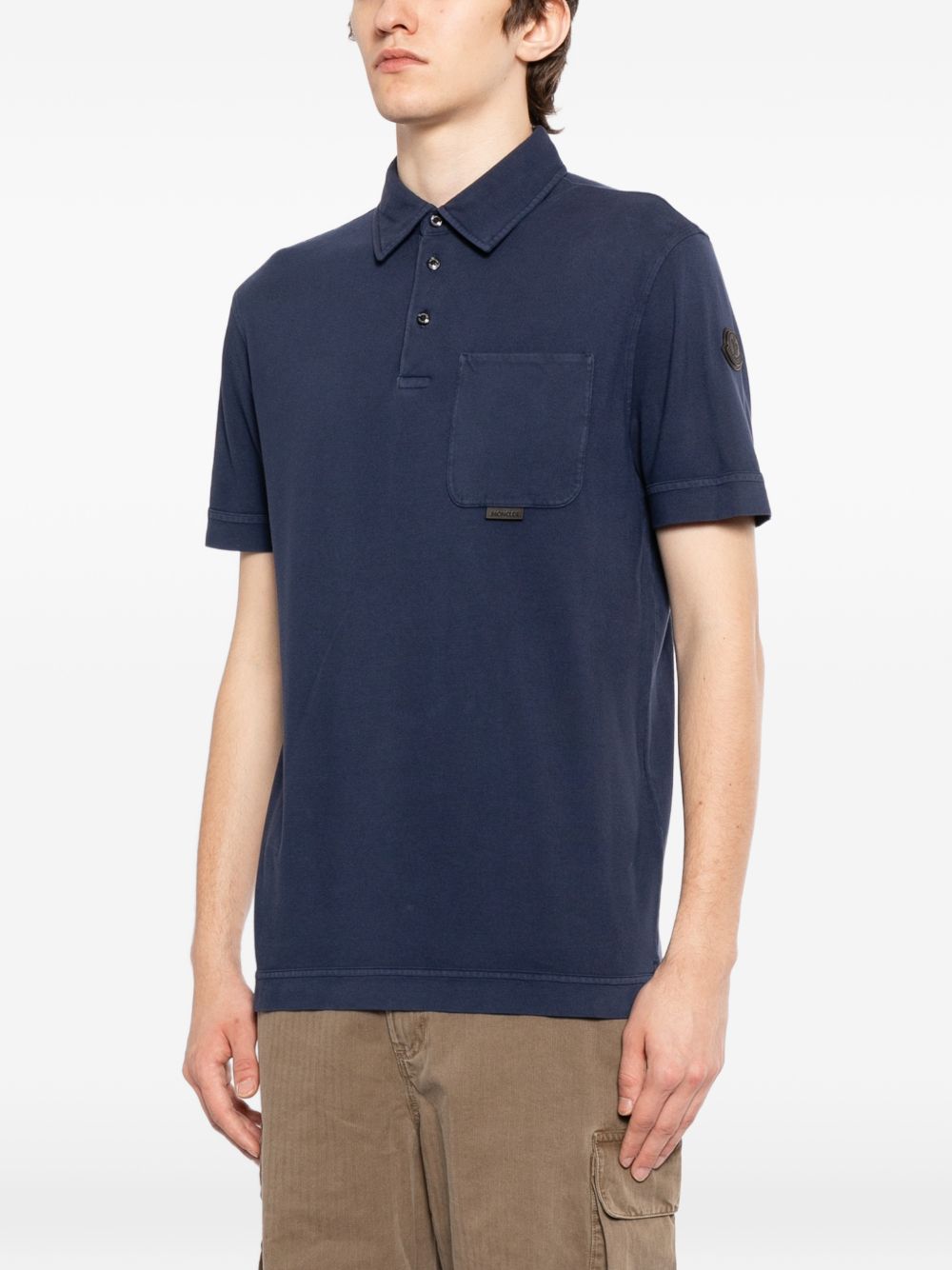 leather logo cotton polo shirt