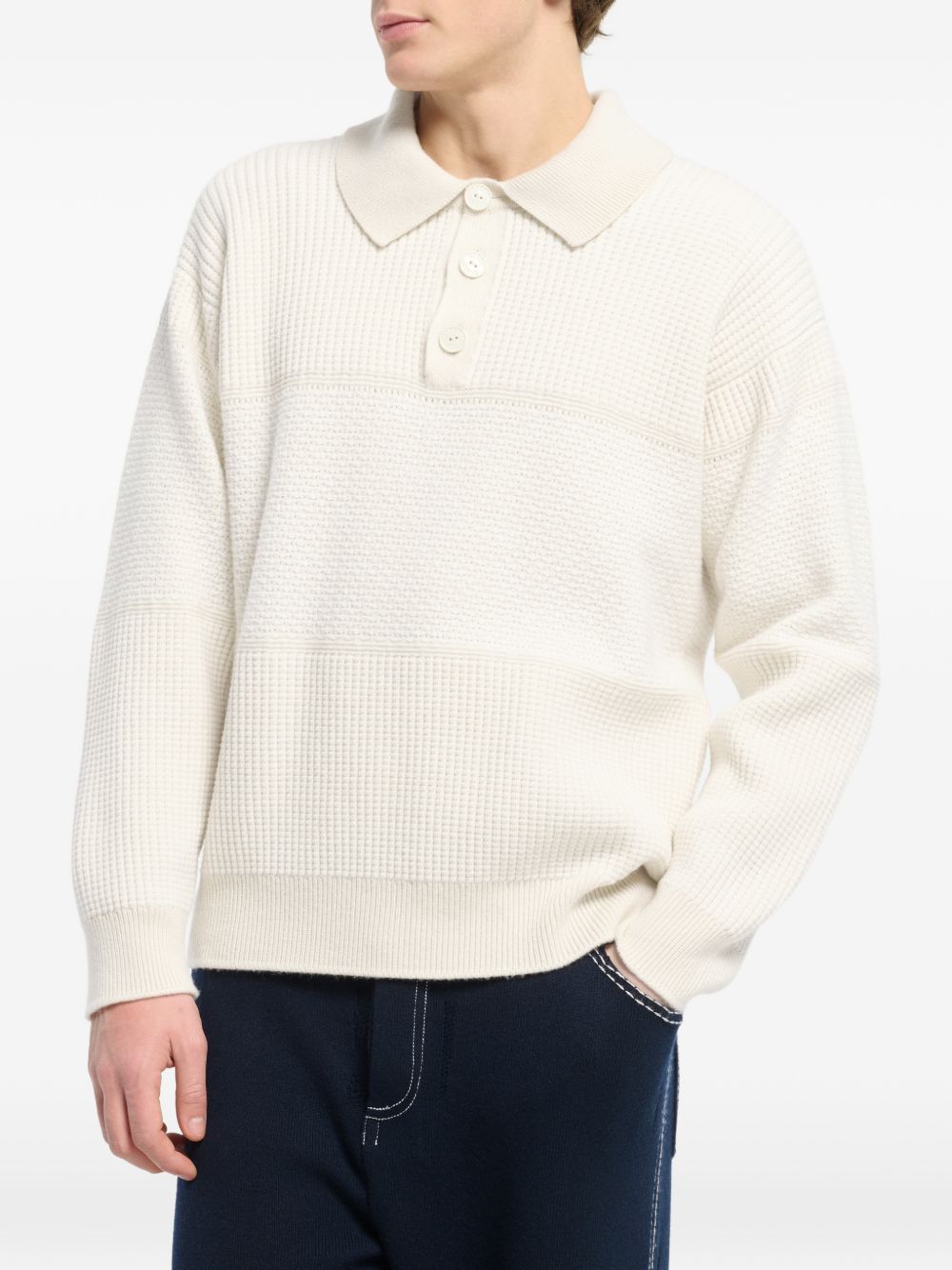 waffle-effect polo shirt