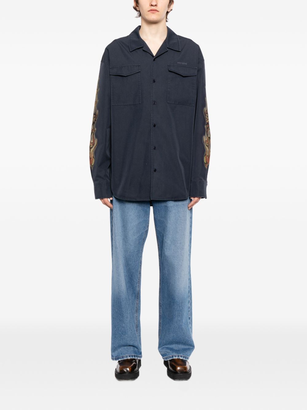 sleeve graphic pocket shirt