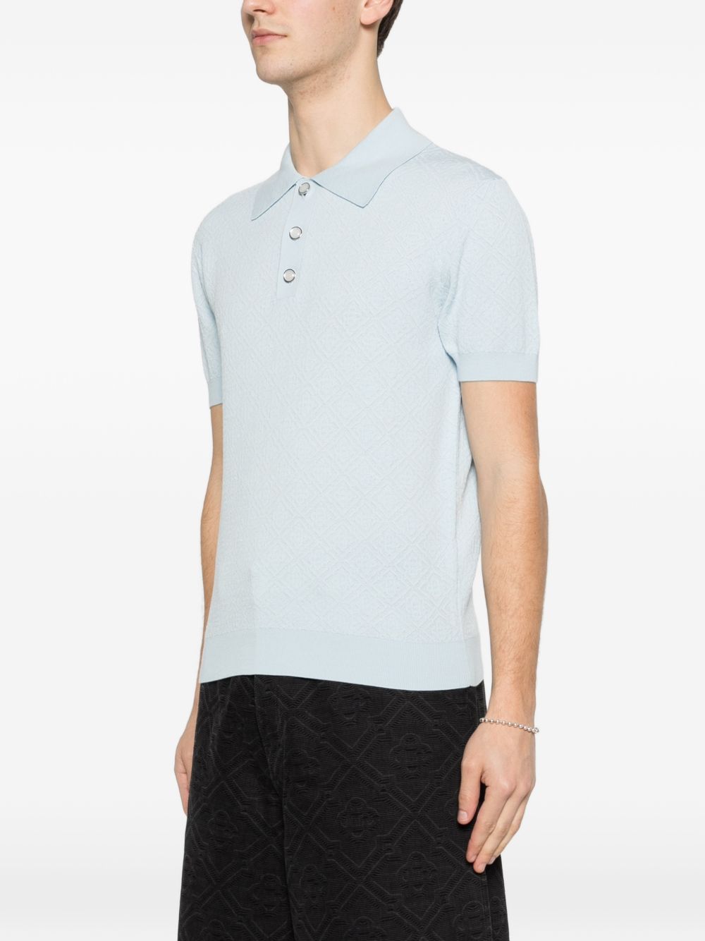 monogram pointelle polo shirt
