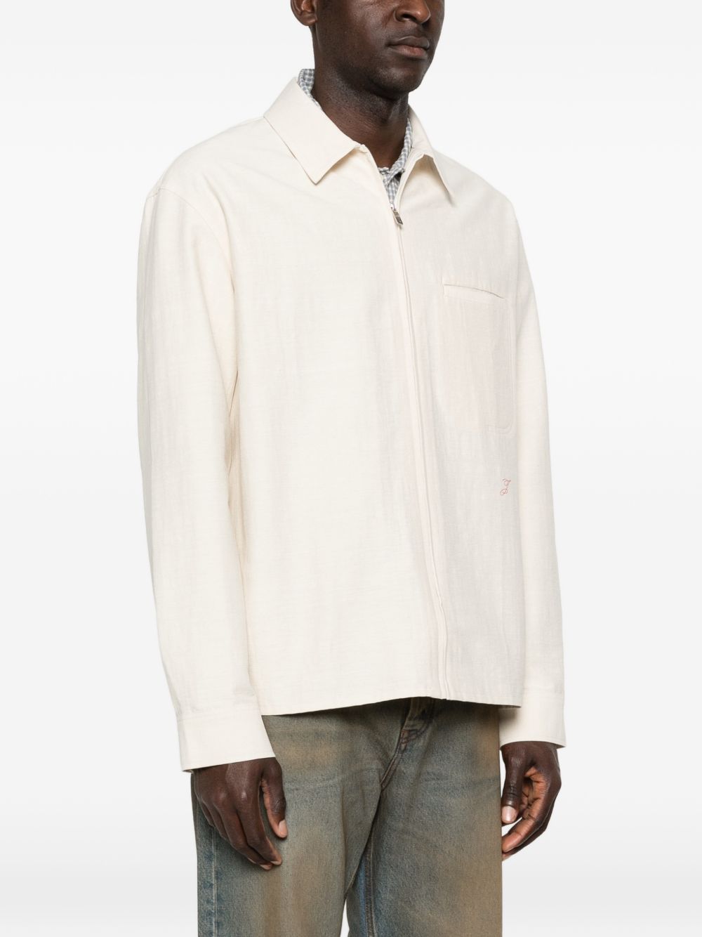 Mecano embroidered-logo zip shirt