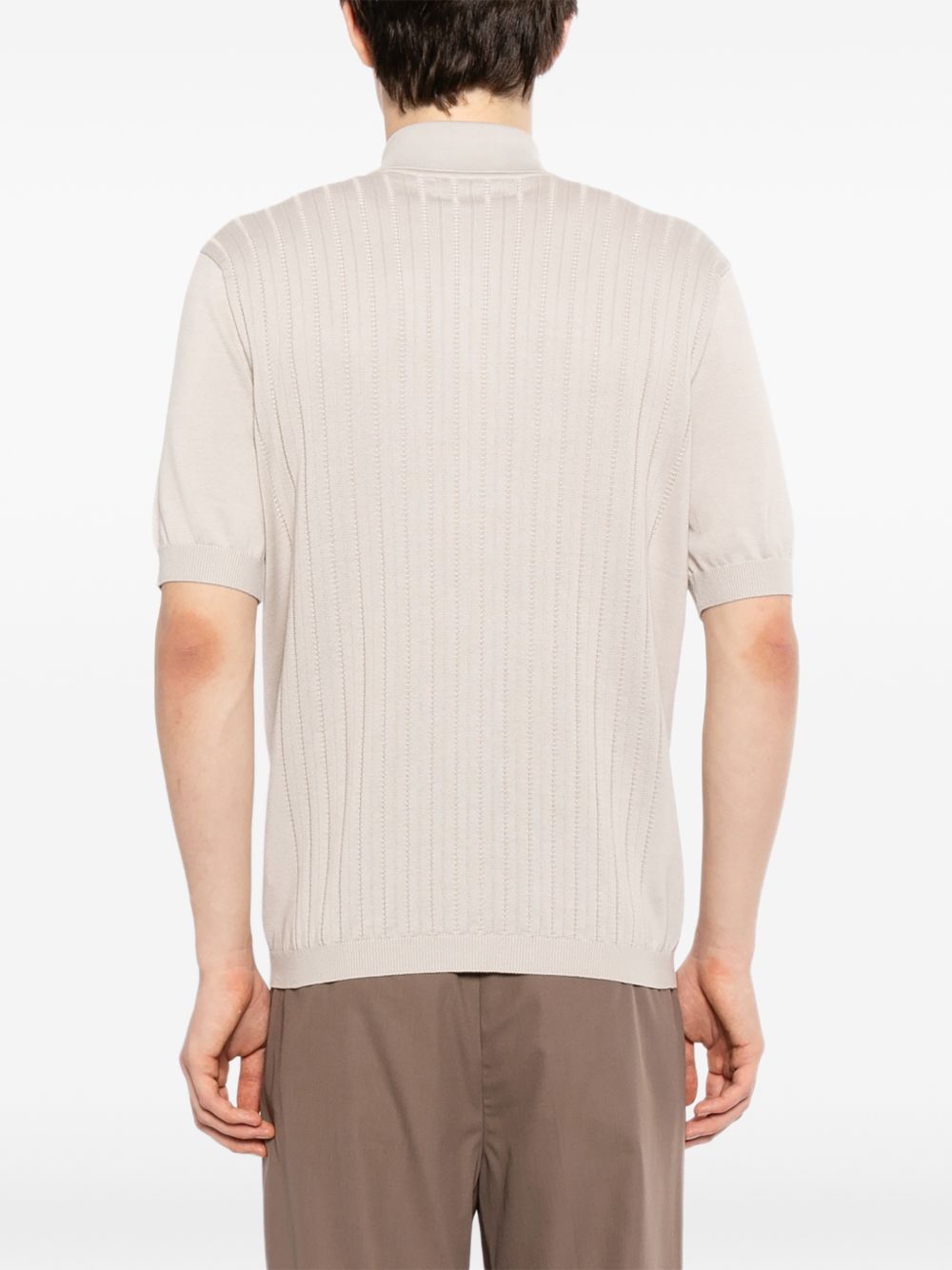ribbed buttoned polo shirt