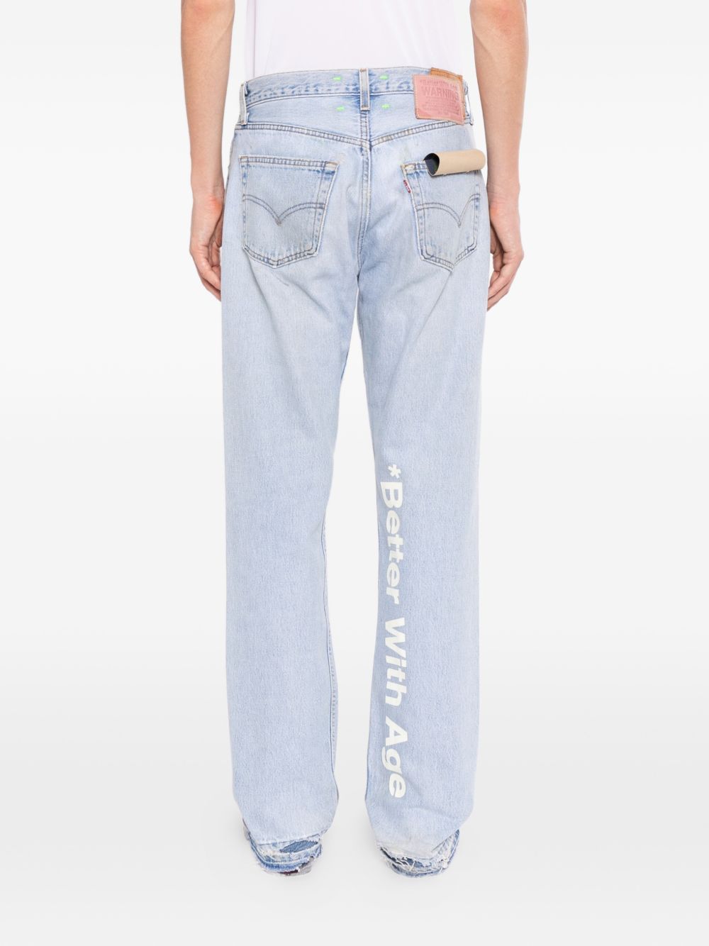 logo-print raw-cut jeans