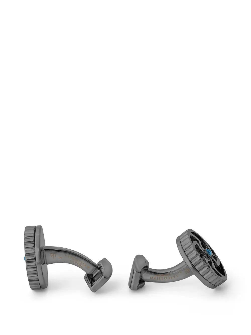 Rotating Trinity Crystal-Embellished Gear-Edge Cufflinks