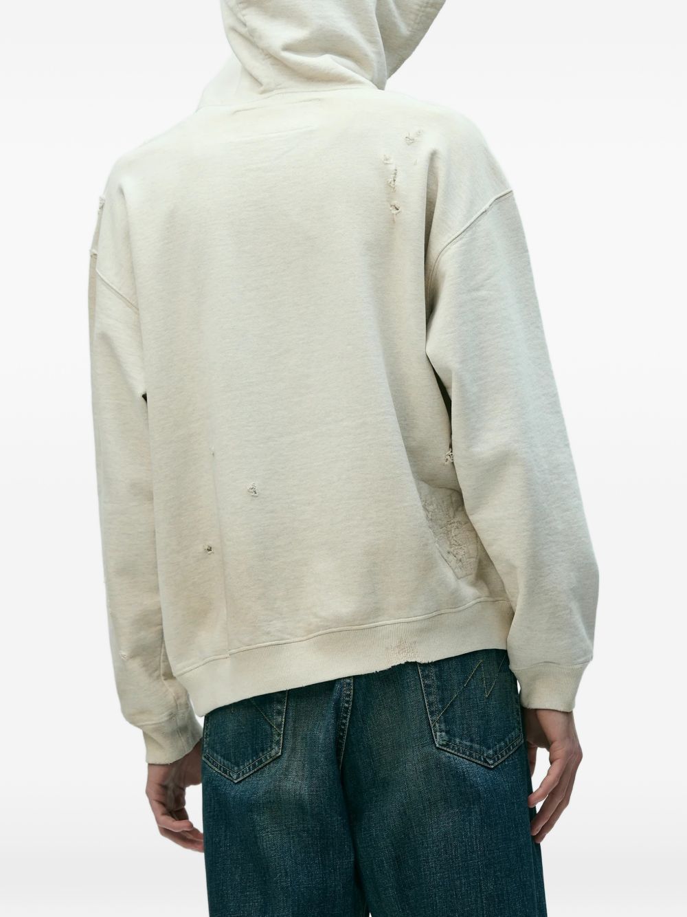 distressed graphic-print hoodie