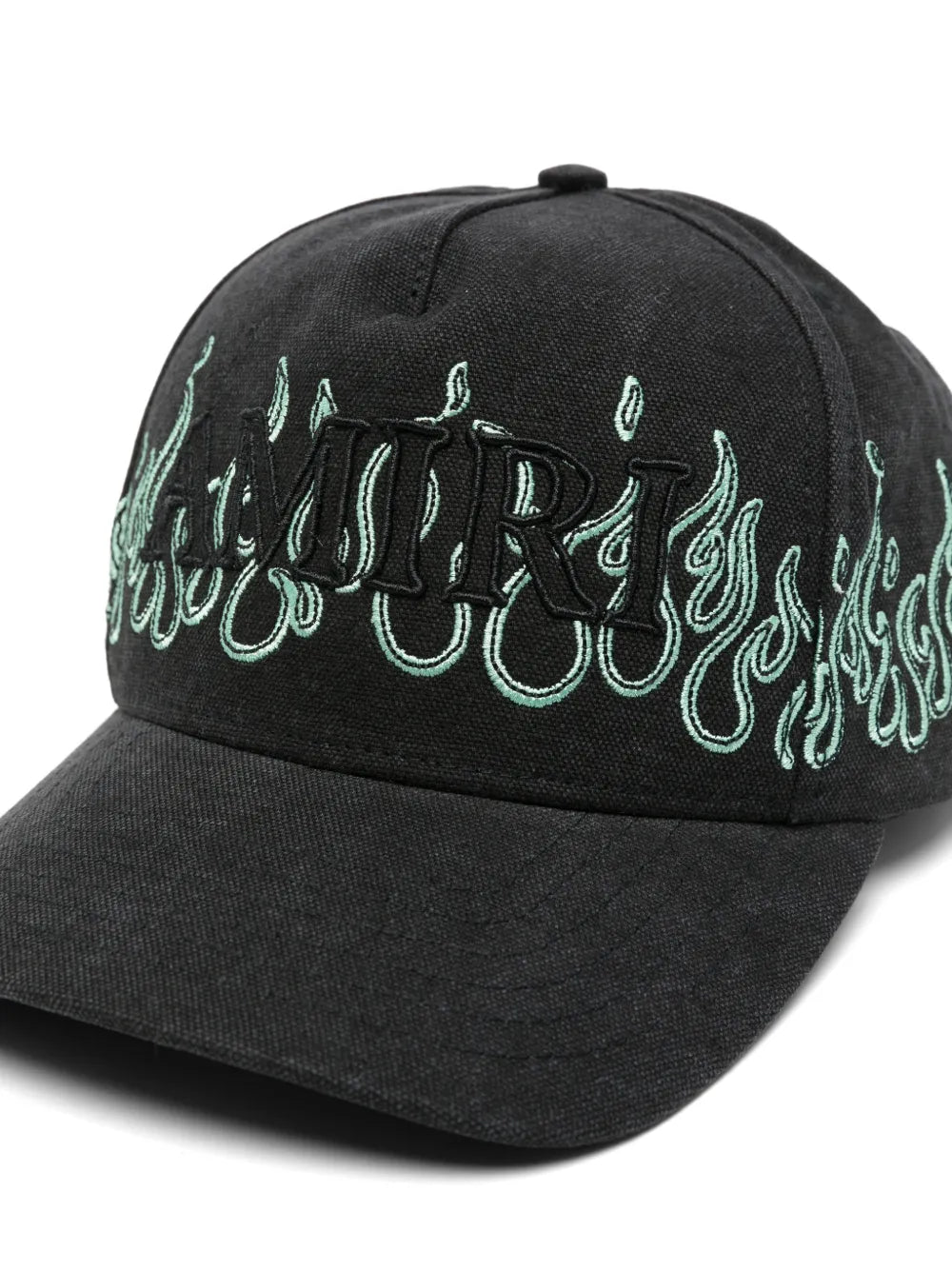 flame-embroidered logo-patch baseball cap