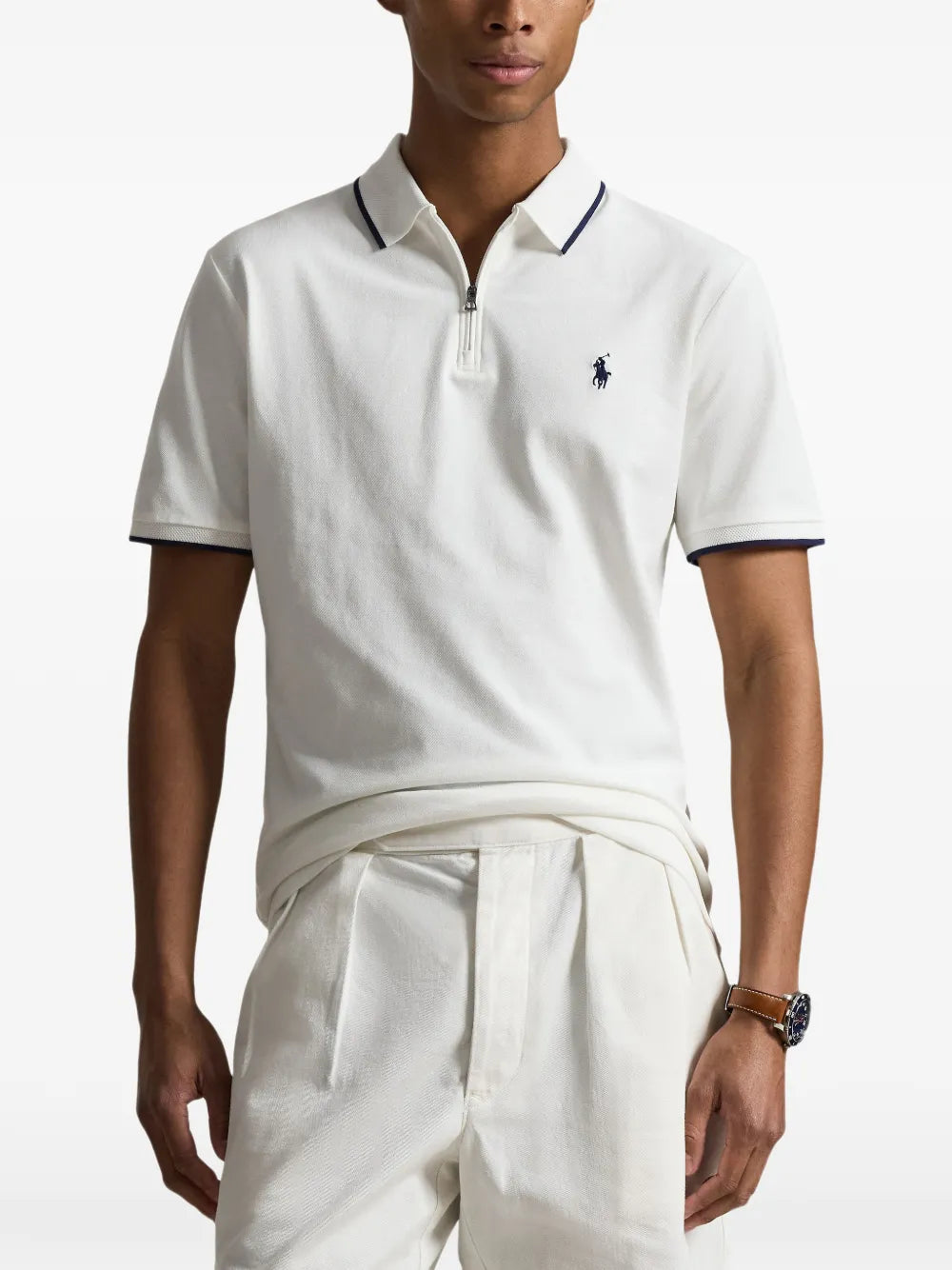 zip-fastening contrast-trim polo shirt