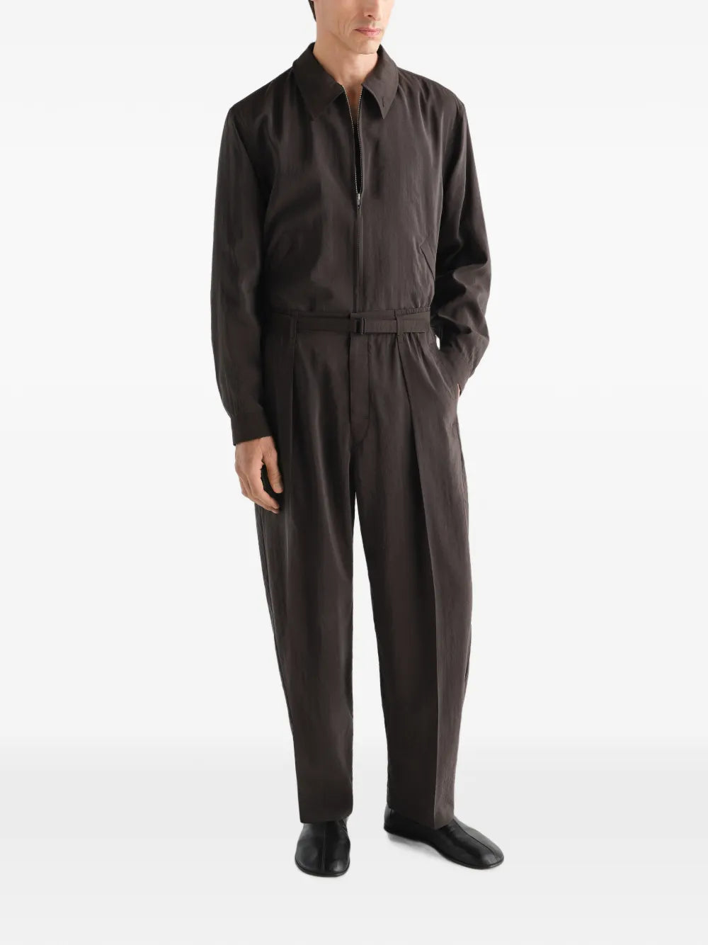 light zipped blouson in dry silk