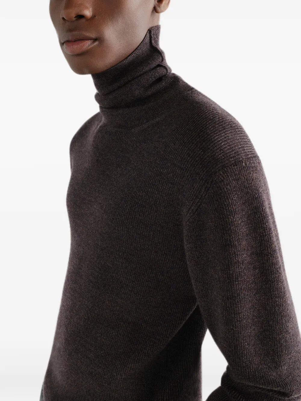 stand-collar sweater in fine mouliné merino wool