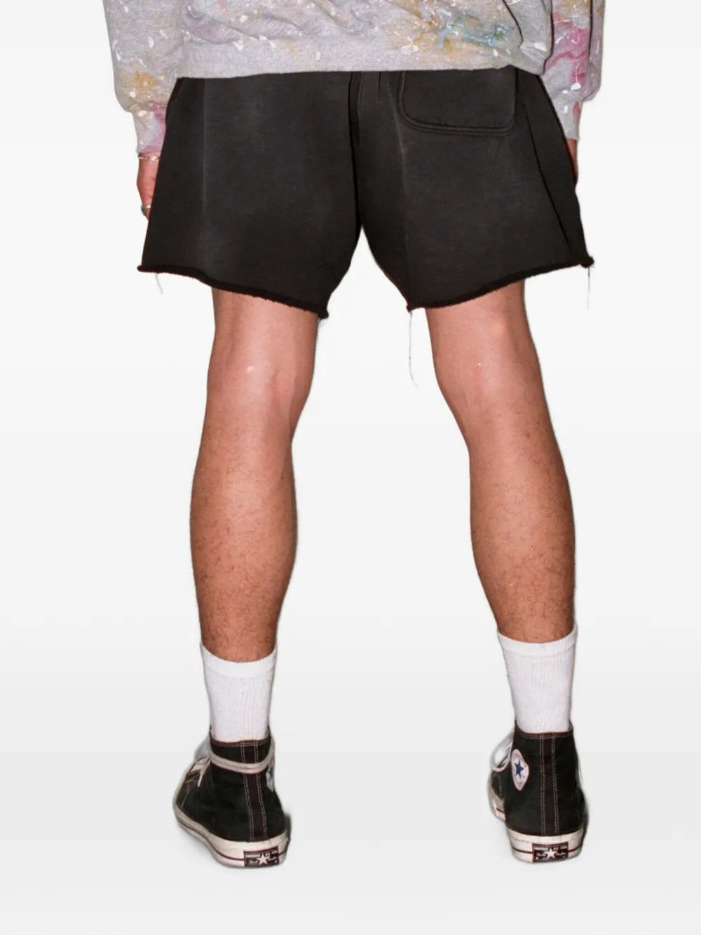 raw-edge drawstring shorts