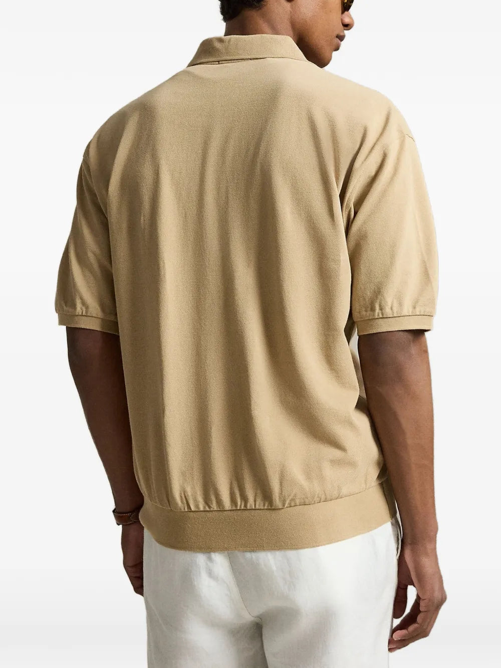 logo-embroidered ribbed-trim shirt