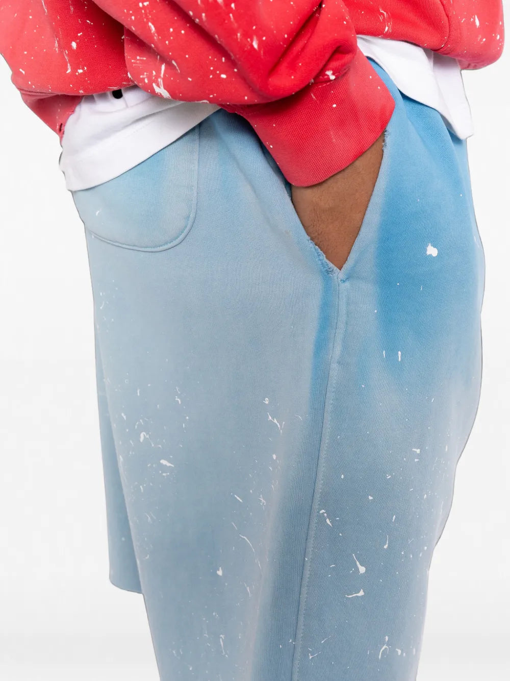 ombré paint-splatter shorts