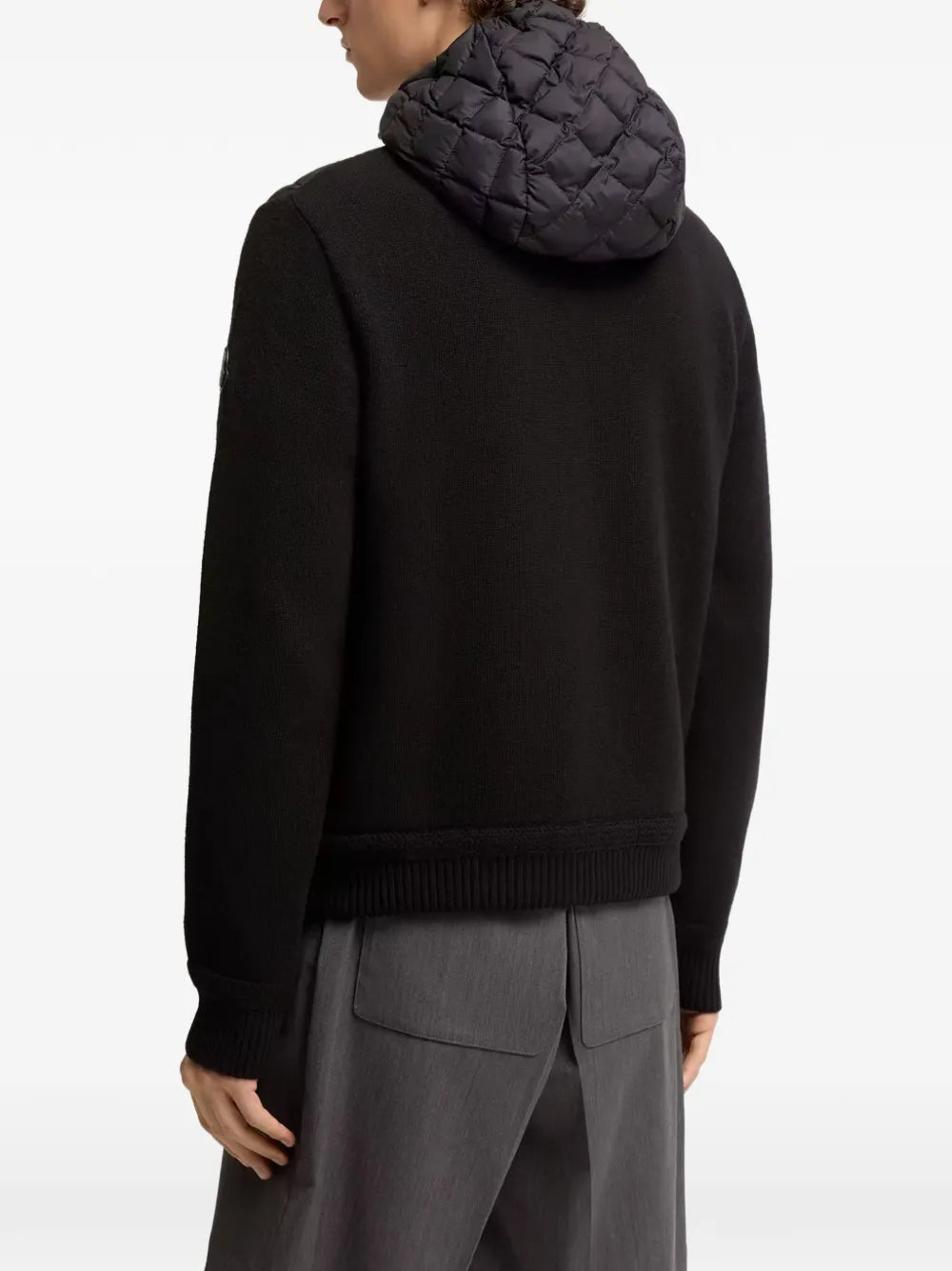 quilted drawstring-hood sweater