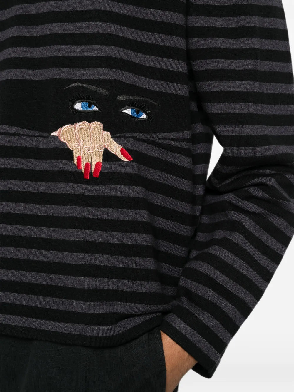 striped embroidered-motif sweater