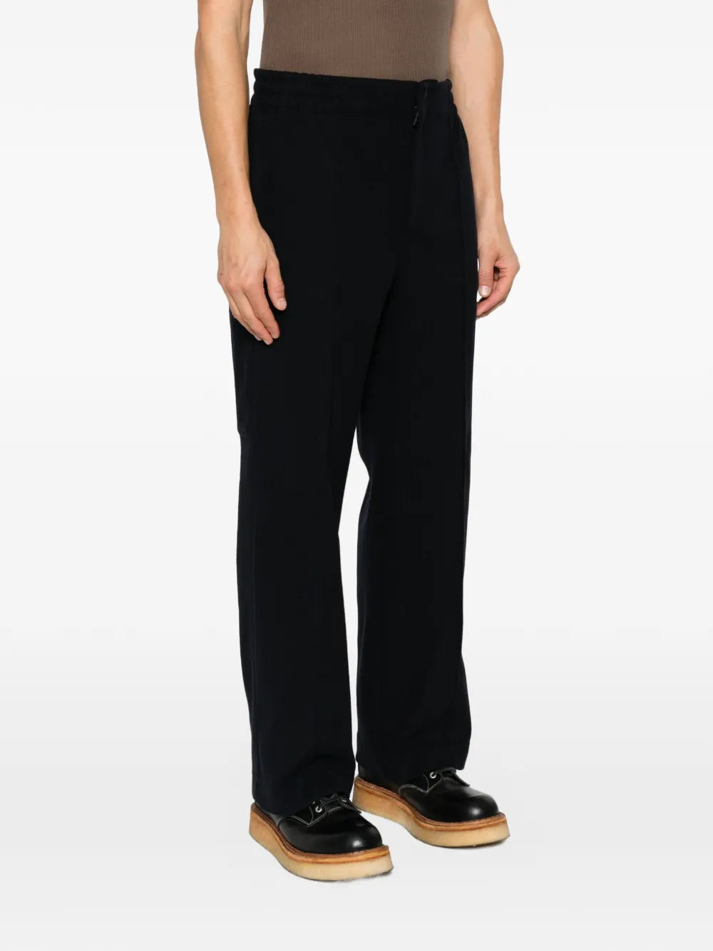 logo-patch straight-leg trousers