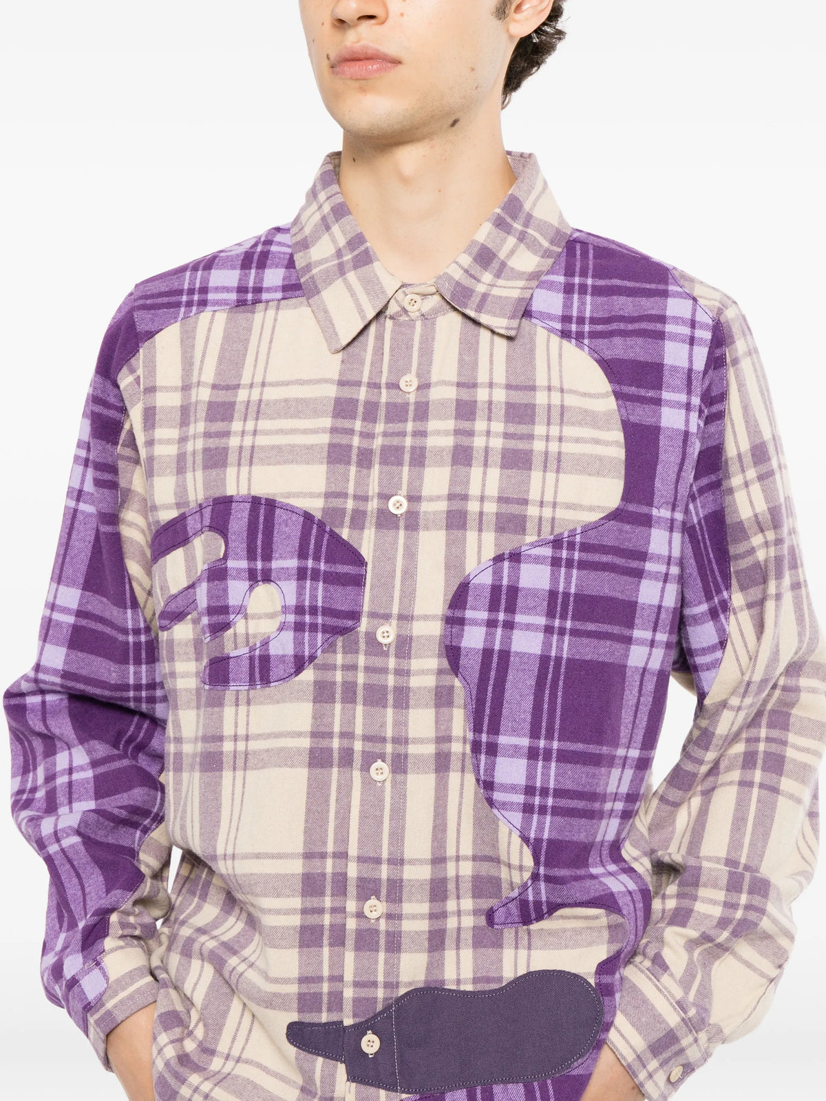 Check-Pattern Patchwork Shirt