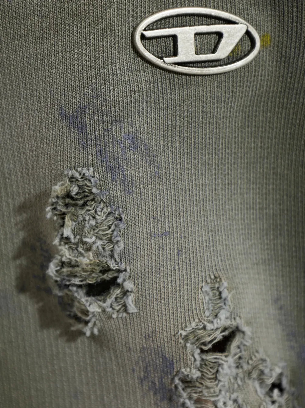 cotton sweatpants with destroyed-effect