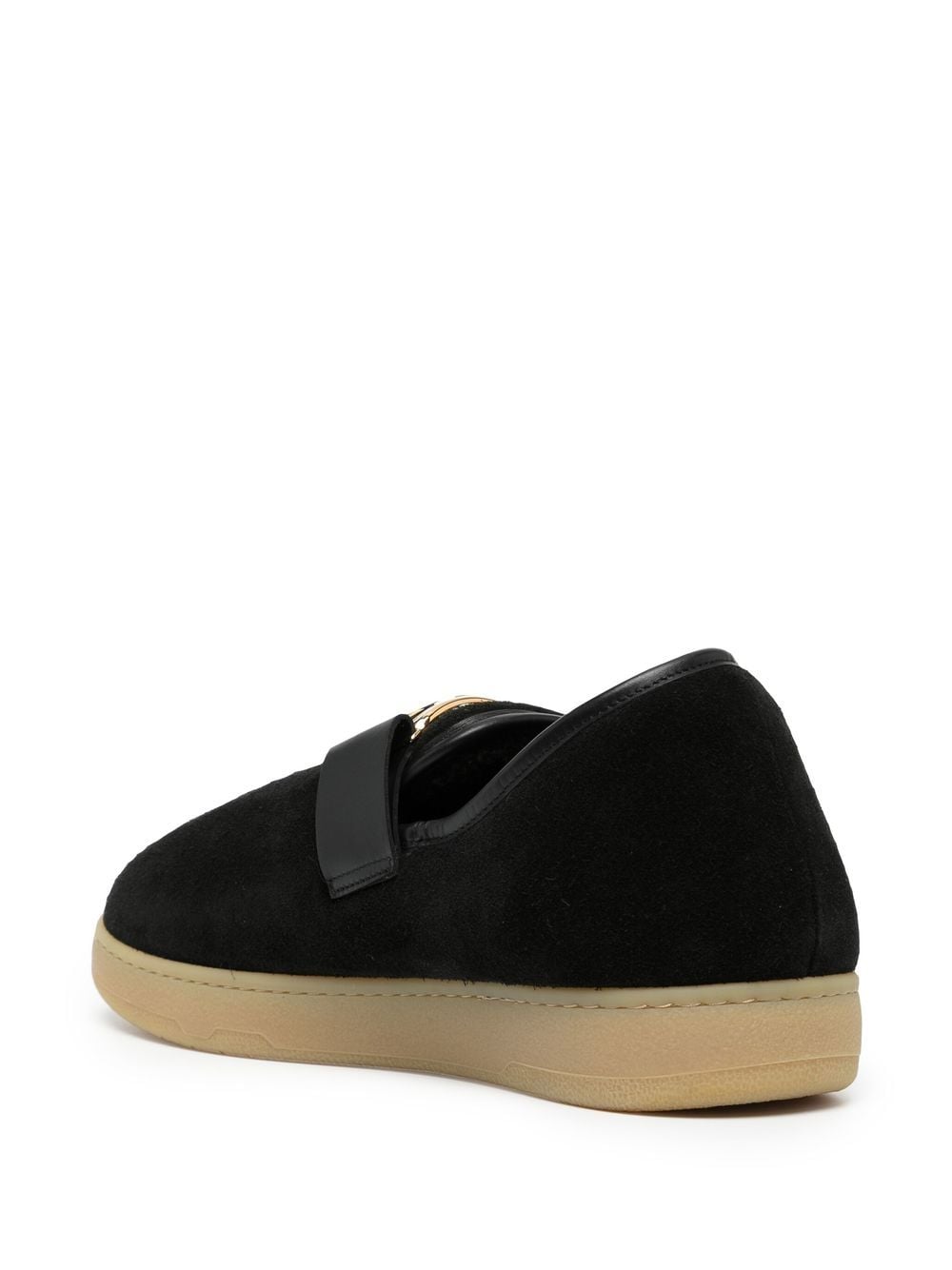 Velvet Logo-Buckle Slippers