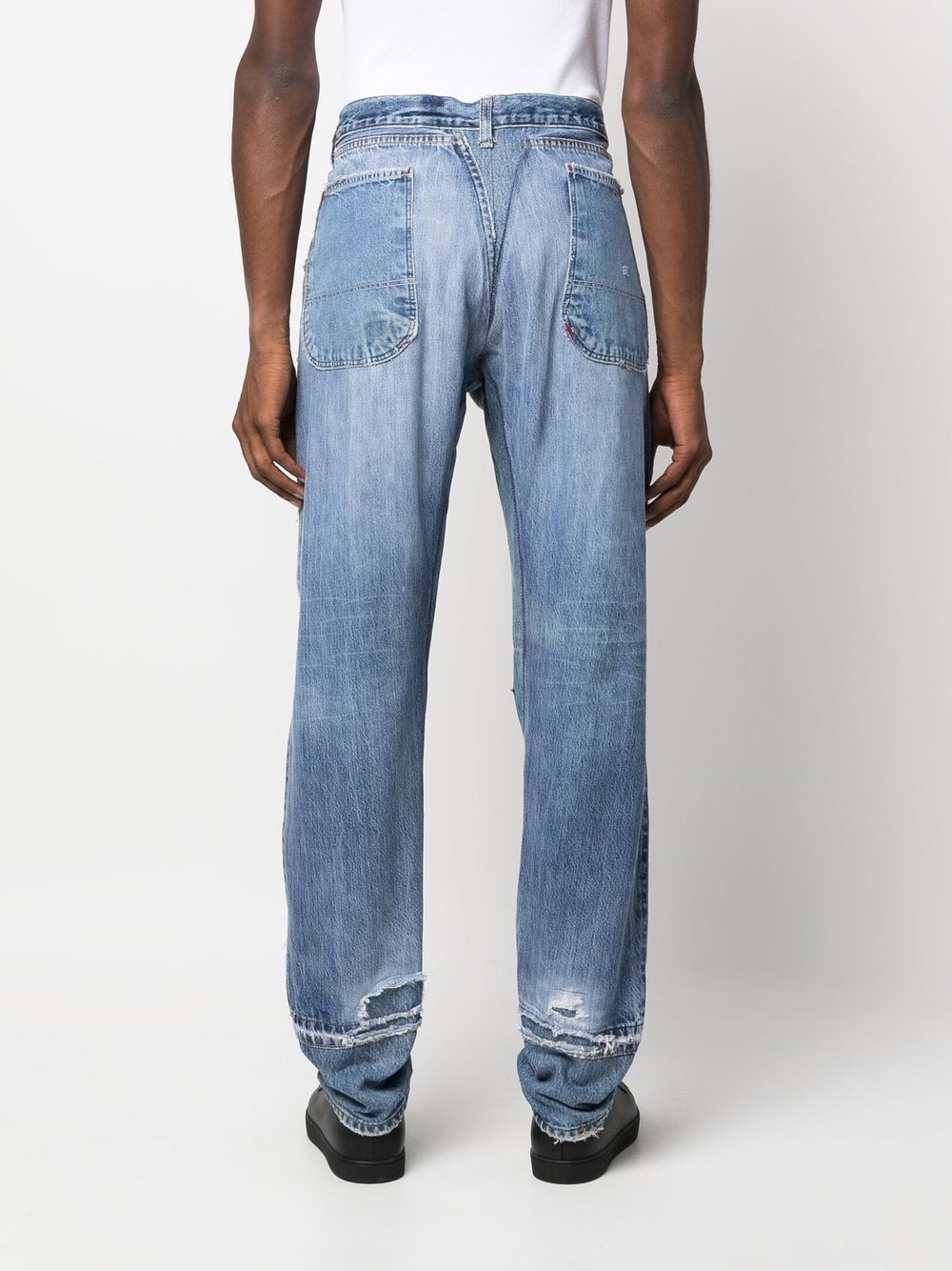 Patchwork-Detail Straight-Leg Jeans
