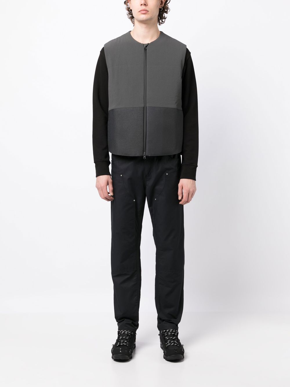 Zip-Up Collarless Gilet