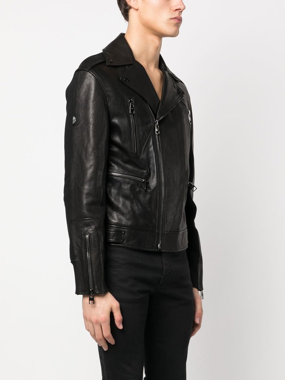 Leather-Trim Biker Jacket