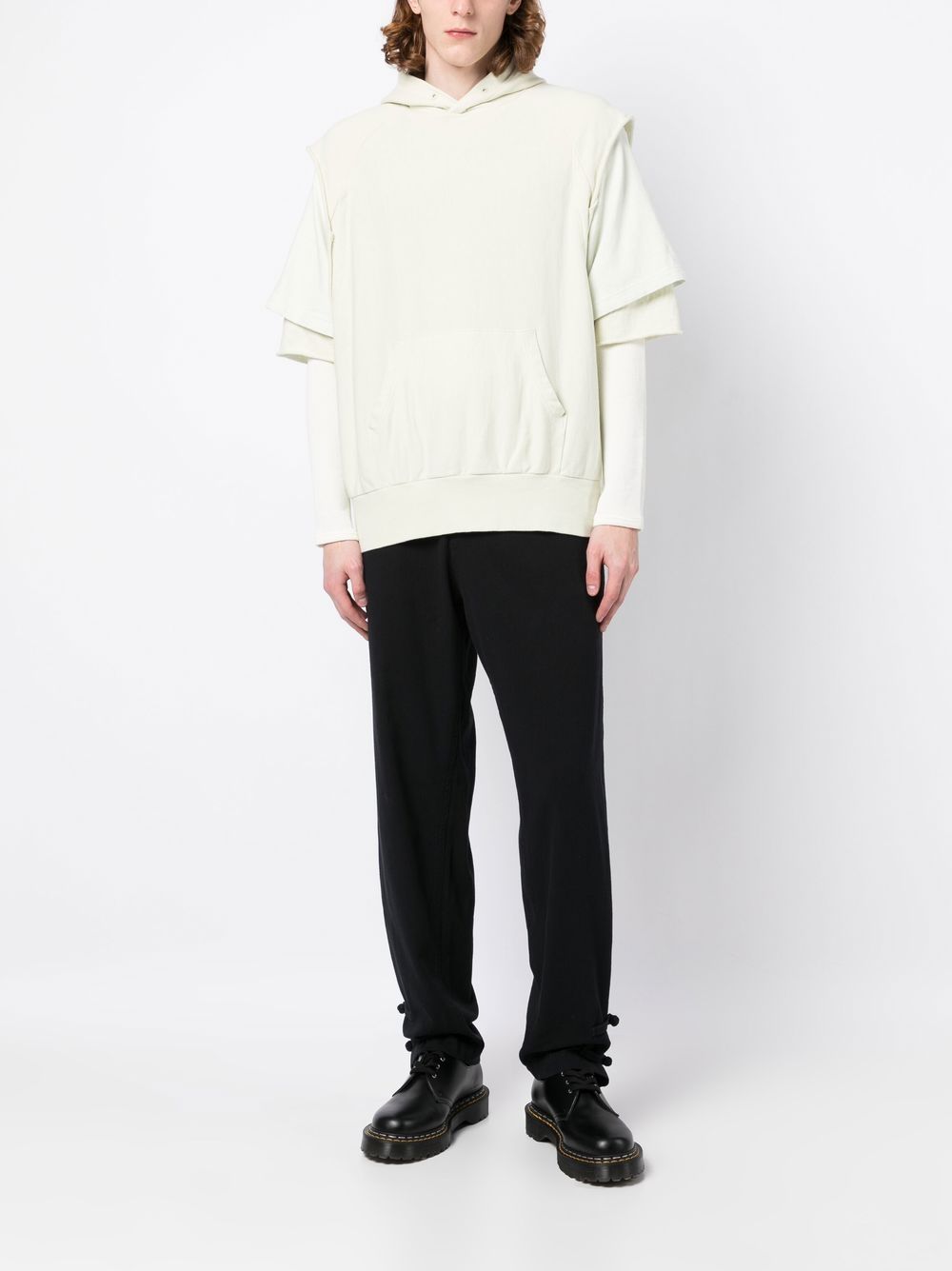 Layered-Sleeve Cotton Hoodie