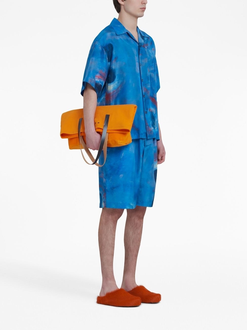 Painterly-Print Silk Shorts