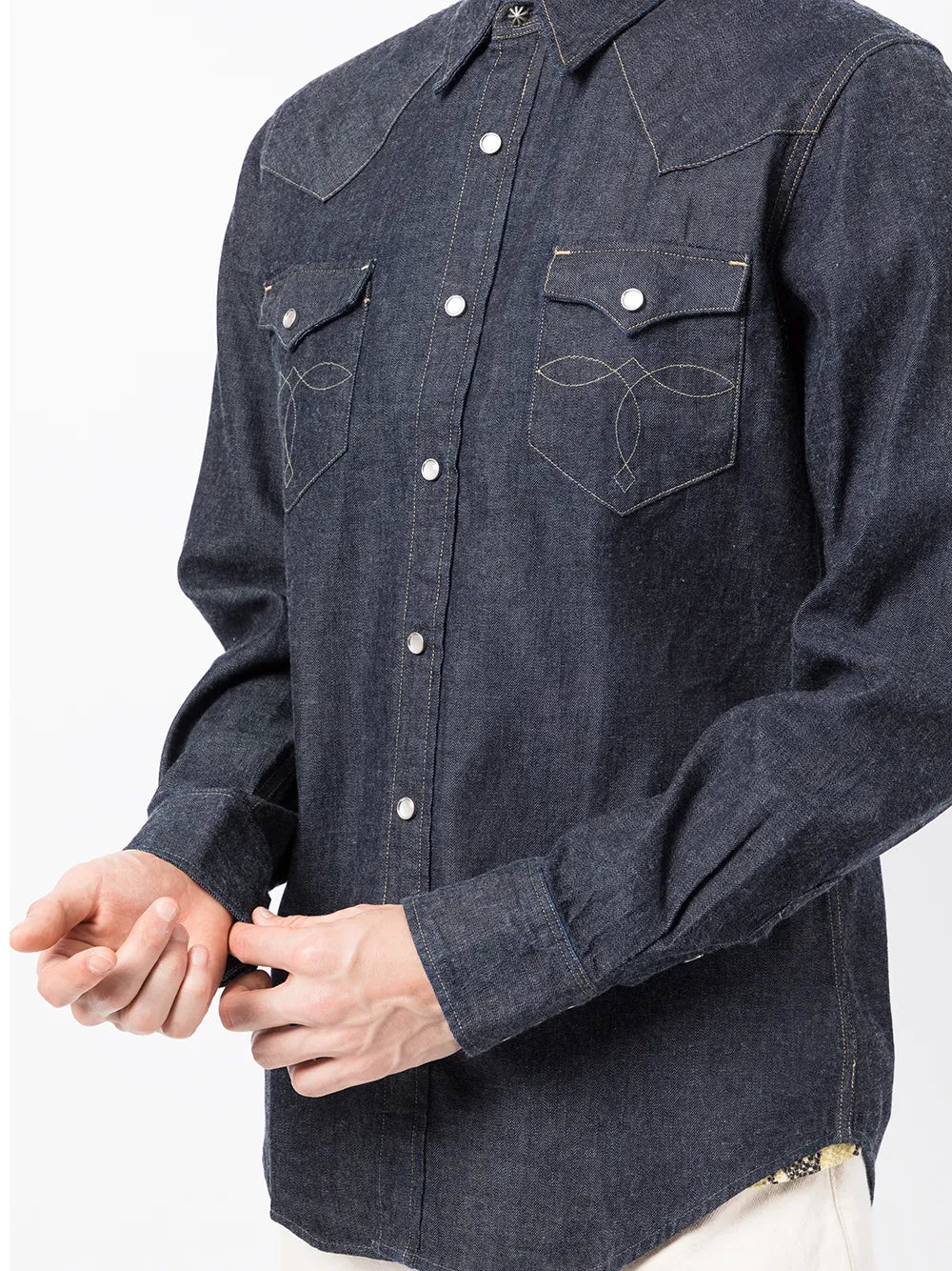 long-sleeve denim Western shirt