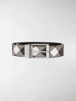 Check-Print Leather Belt