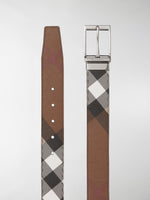 Check-Print Leather Belt