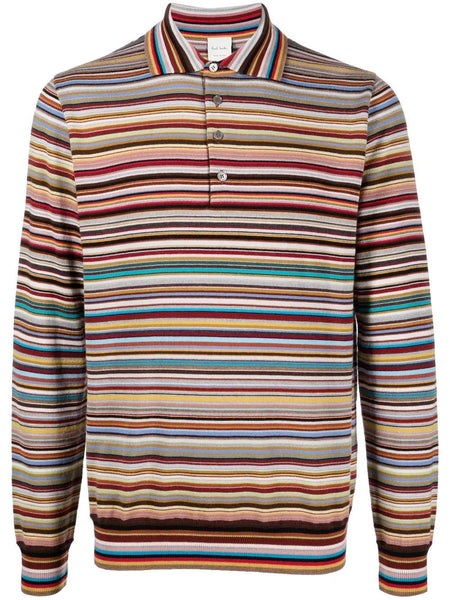 Striped Long-Sleeved Polo Shirt