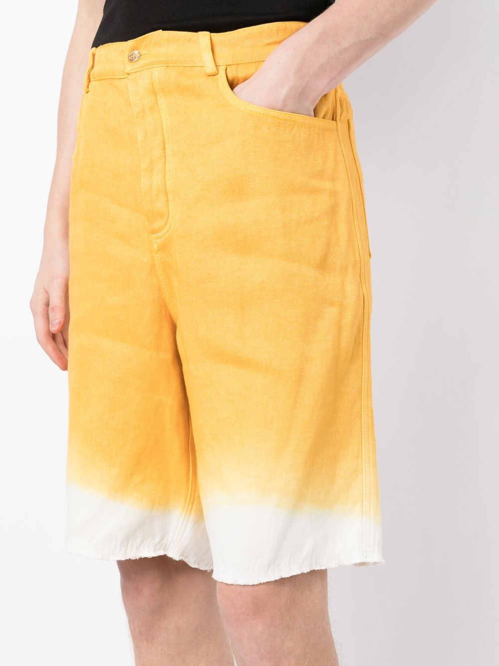 Two-Tone Knee-Length Linen Shorts