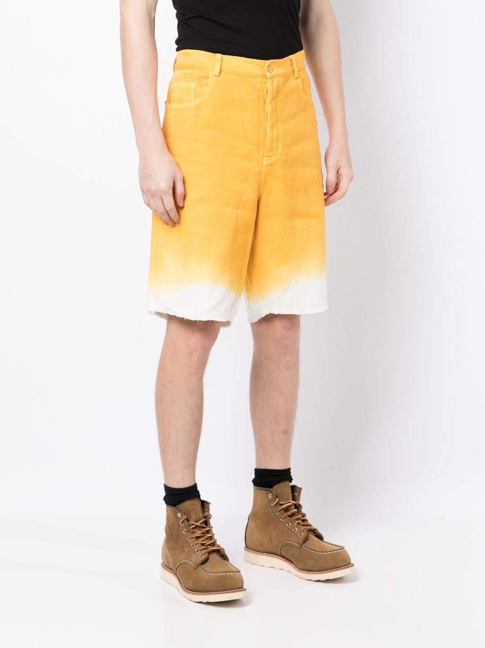 Two-Tone Knee-Length Linen Shorts