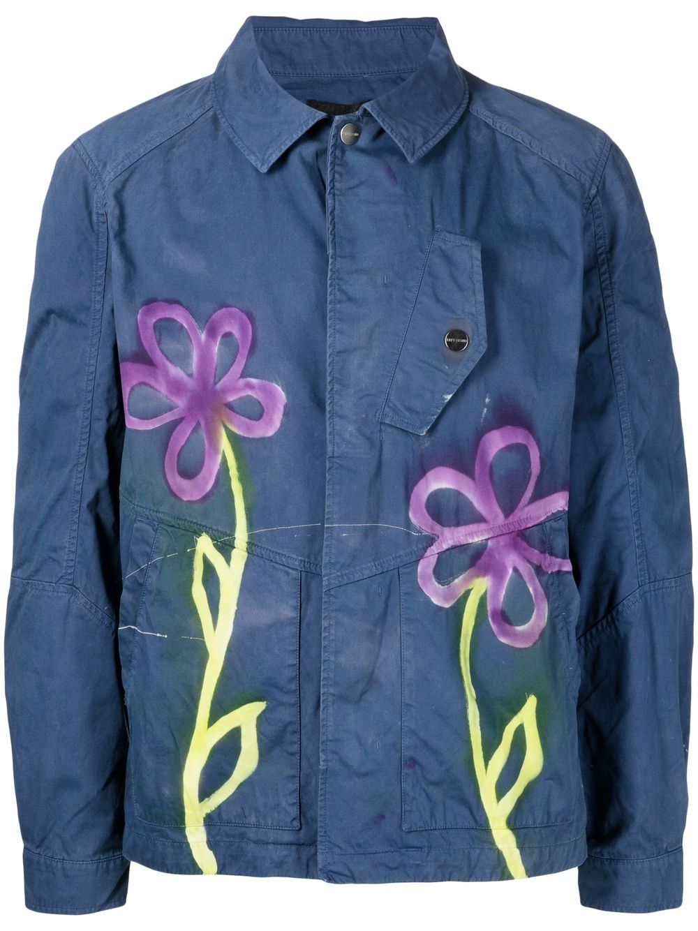 Graphic-Print Button-Up Jacket