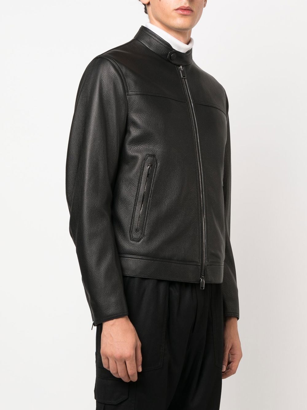 Zip-Front Leather Jacket