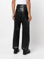 Faux-Leather Straight-Leg Trousers