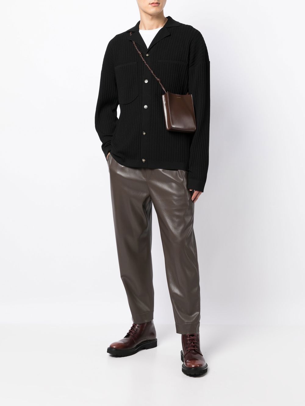 Camp Collar Ribbed Cardigan