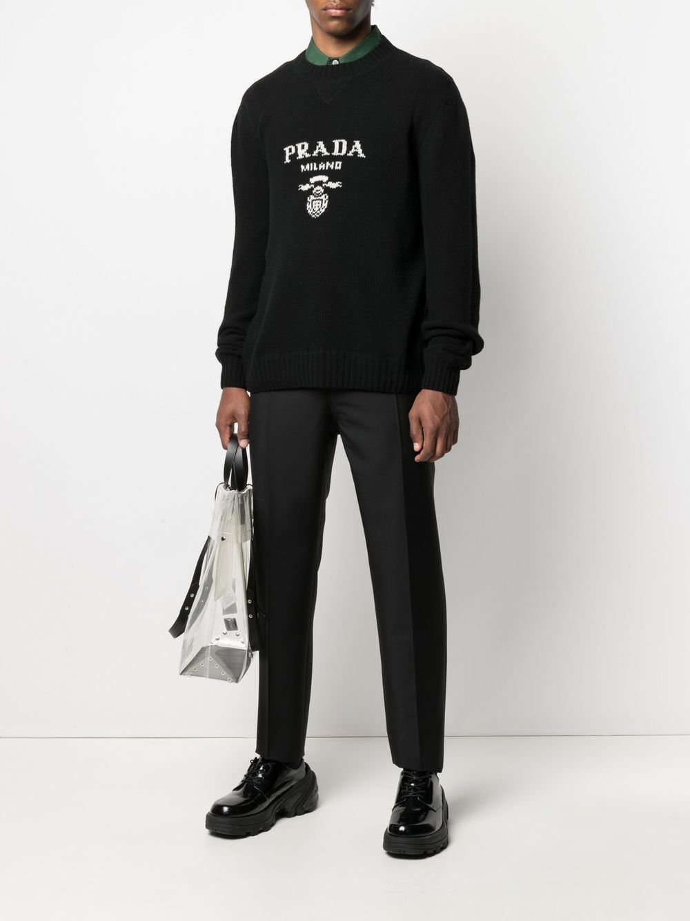 slim-cut wool-blend trousers 