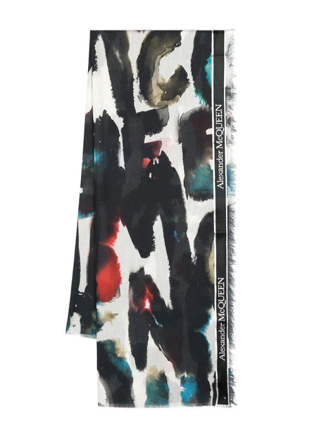 Graffiti-Print Cotton-Blend Scarf